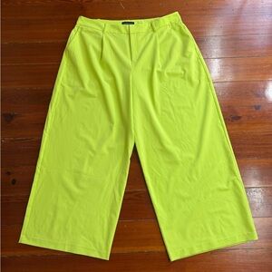 Eloquii Pleated Front High Waist Wide Leg Lime Green Trouser Pants Sz 20 💚🍄